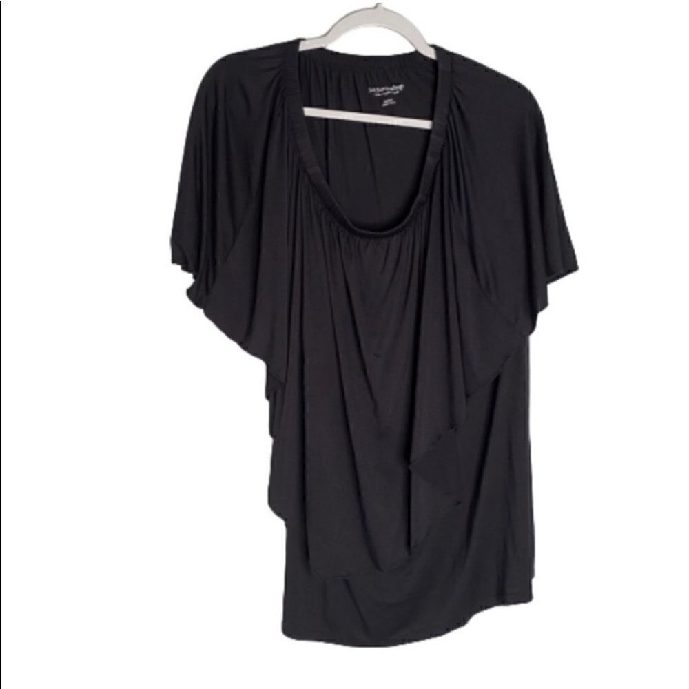 Soft Surroundings Black Opie Short Sleeve Tunic Shirt